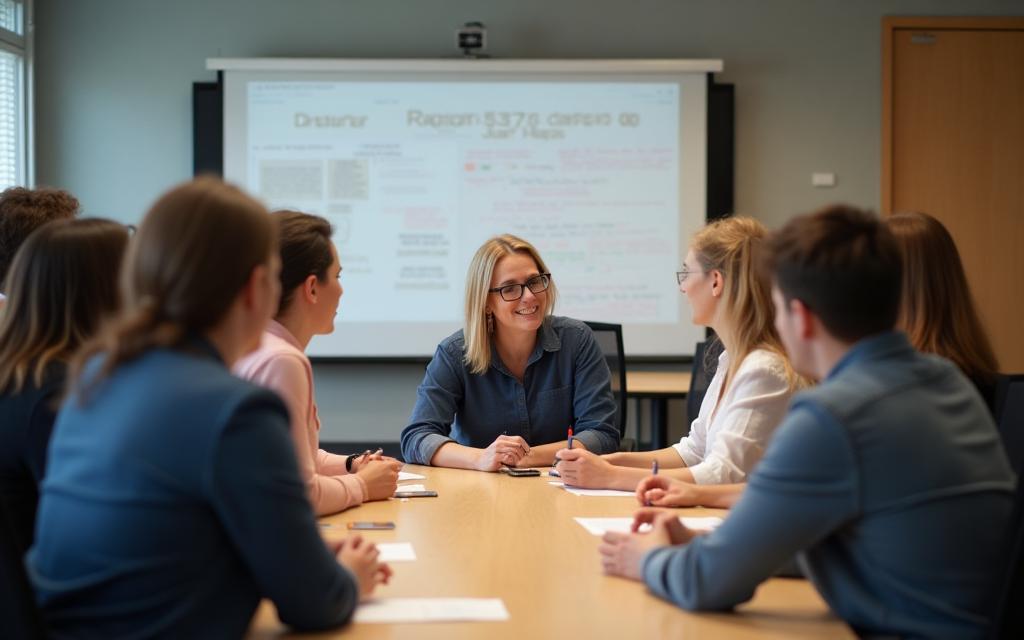 Team meeting at Bright Line Design, showcasing a positive work environment